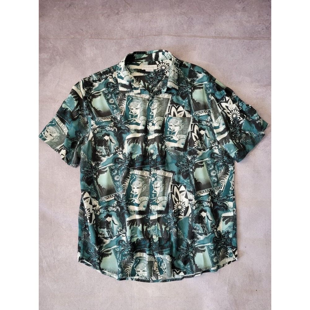 Cotton On Garments Men's Shirt XL Hawaiian Teal Vacation Cotton